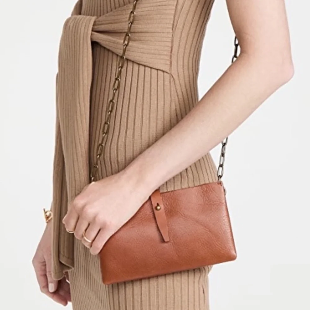 NEW Madewell The Transport Accordion Leather Crossbody in English Saddle - Picture 3 of 5